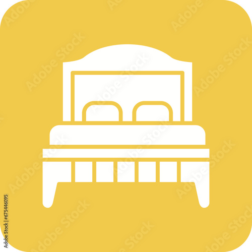 Double Bed Room Line Color Icon