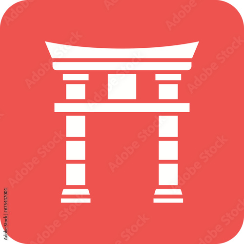 Torii Gate Line Color Icon