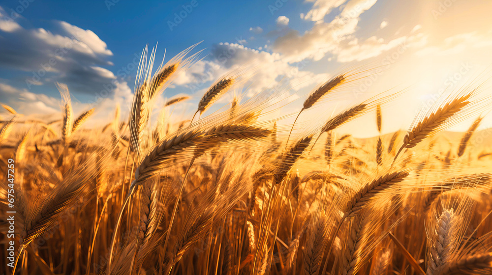 A timeless portrayal of a wheat field swaying in the breeze, depicting the essence of agriculture A timeless portrayal of a wheat field swaying in the breeze, depicting the essence of agriculture