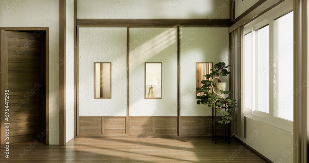 Empty wooden room ,Cleaning room interior Empty wooden room ,Cleaning room interior