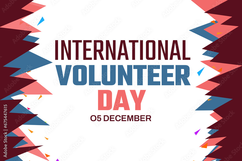 Obraz premium December 5 is observed as International Volunteer Day, colorful different shapes design with white background and text in the center