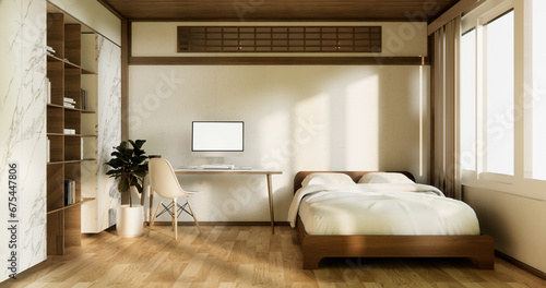Minimalist wabi interior mock up design  room japanese sytle .
