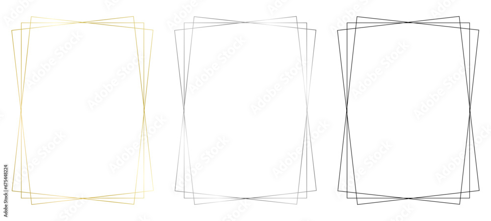 Set of black, golden and silver frames. Vector frame isolated on white. Frame for text, certificate, pictures, diploma, invitation	