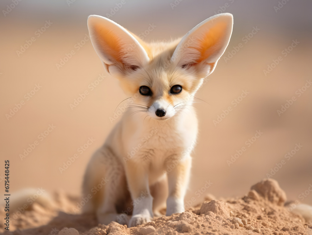 Obraz premium Fennec Fox, Desert's Cutest Inhabitant, Generative AI