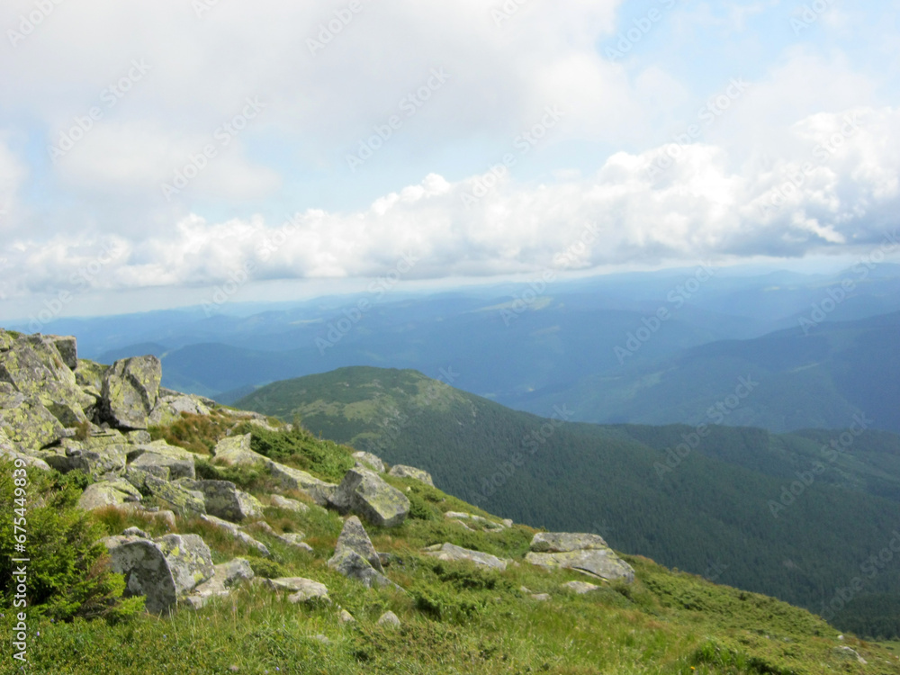 summer landscape views of the Montenegrin ridge of the Ukrainian Carpathians