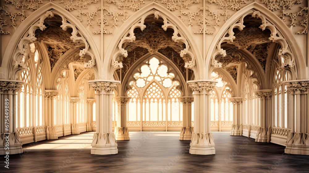 Intricate lattice work and majestic arches of a palace, symbolizing royal architectural aesthetics,
