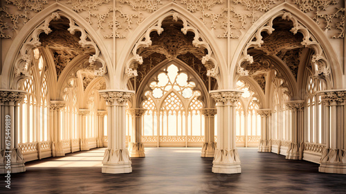 Intricate lattice work and majestic arches of a palace, symbolizing royal architectural aesthetics, photo