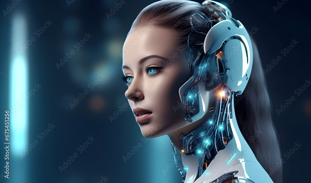 Beautiful female robot with artificial intelligence Beautiful female robot with artificial intelligence