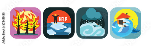 Natural Disaster and Hazard or Catastrophe Scene Vector Set
