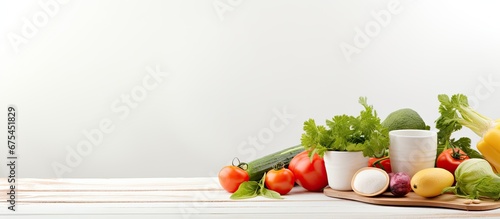 The white wooden table provided a perfect background for a healthy breakfast with a plate filled with nutritious vegetables showcasing the importance of a balanced diet in every meal and sna