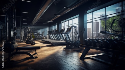 Fitness Center, gym modern fitness center room © Zahid