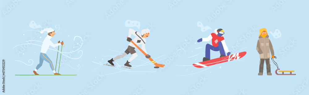 Fototapeta premium People Characters Enjoy Winter and Winter Activity Vector Set
