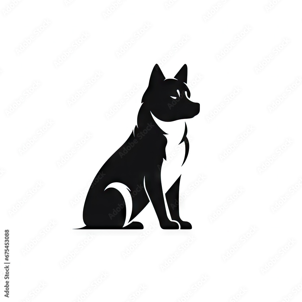 Shiba Inu Icon, Japanese Dog Black Silhouette, Puppy Pictogram, Pet Outline, Shiba Inu Symbol Isolated