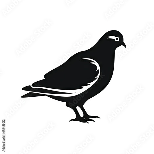 Pigeon Icon, Dove Silhouette, City Bird Symbol, Pigeon Icon on White Background
