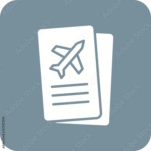 Flight Ticket Line Color Icon