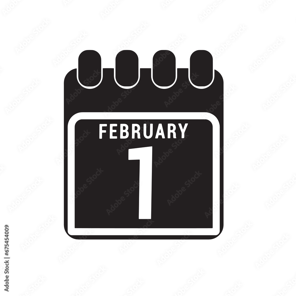 Calendar displaying page of the day 1 (first) of the February - Day 1 of the month. Illustration Calendar displaying page of the day 1 (first) of the February - Day 1 of the month. Illustration