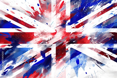 Flag of United Kingdom in abstract pain style design. Generative Ai photo