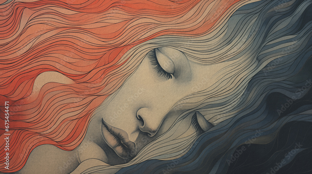 Illustration representing Mindfulness, Sleep, Dreams or Mental Health  