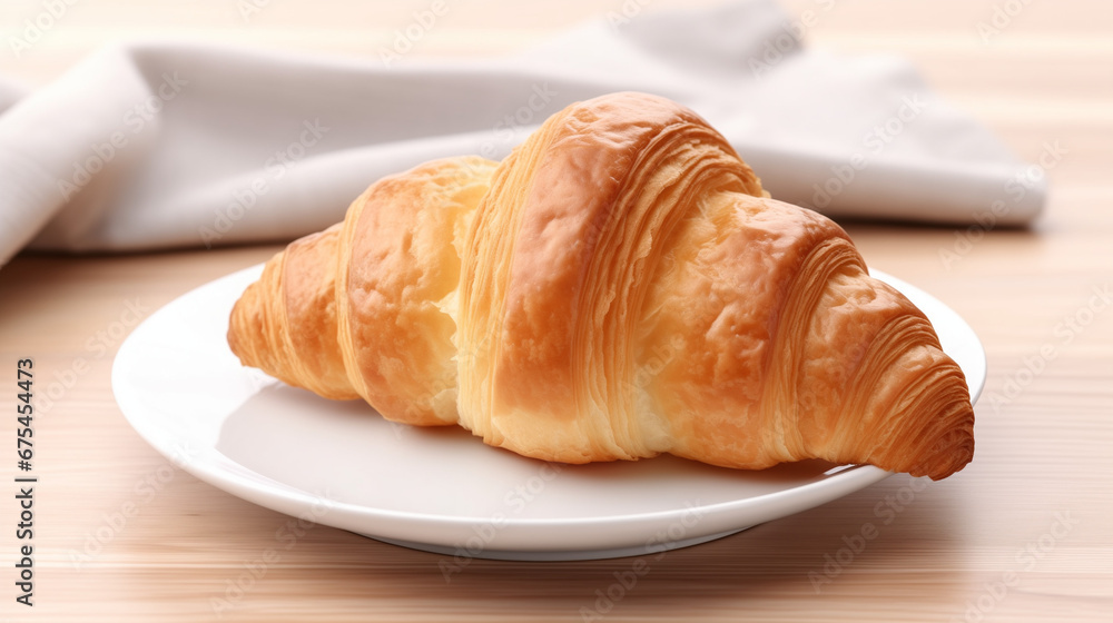 Croissant on a White Plate