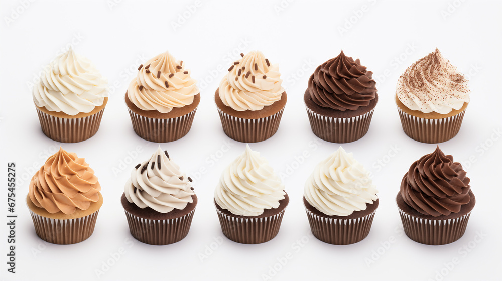 Assorted Cupcake Classics on Isolated White Background Assorted Cupcake Classics on Isolated White Background