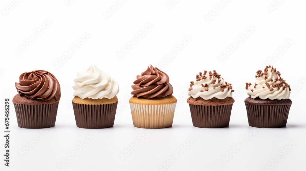 Assorted Cupcake Classics on Isolated White Background