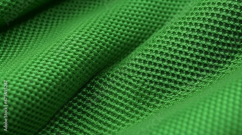 Green football shirt with air mesh texture. Sportswear background