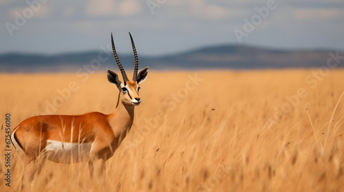 Grazing Gazelle in African Savanna, Generative AI