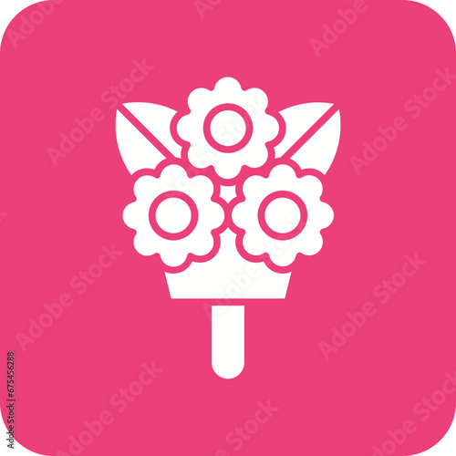 Flower Bouquet Line Color Icon