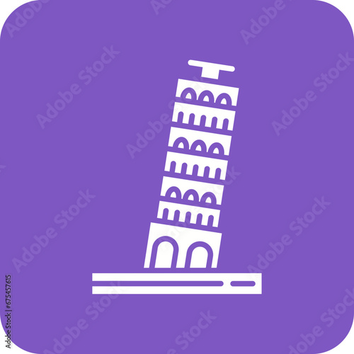 Pisa Tower Line Color Icon