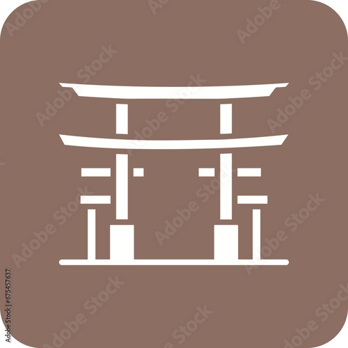 Torii Gate Line Color Icon