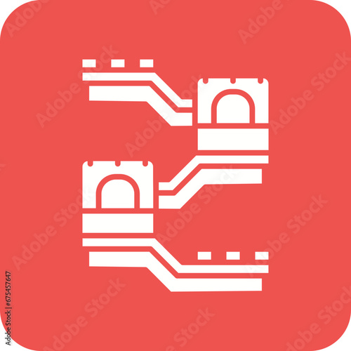 Great Wall of China Line Color Icon