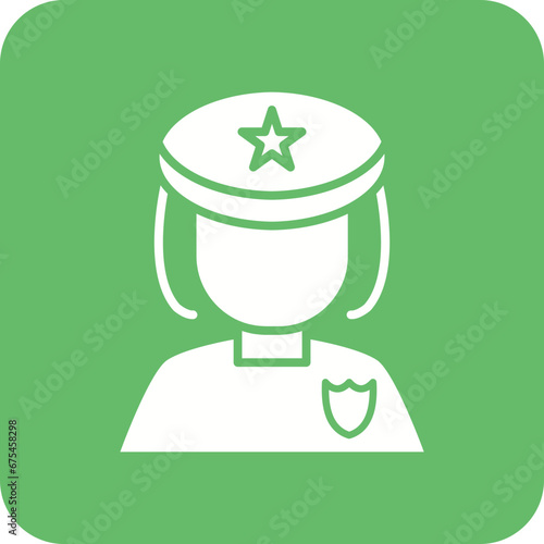 Lady Police Line Color Icon