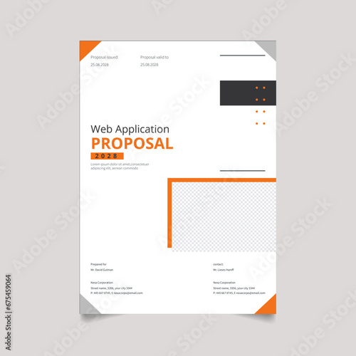 Web Application Design Proposal Powerpoint Template. Cover design for product presentation, creative layout of booklet cover, catalog, flyer, trendy design