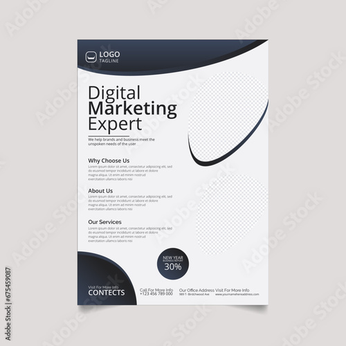 Vector corporate and creative business agency flyer design template. Digital marketing webinar and business conference social media post template.
