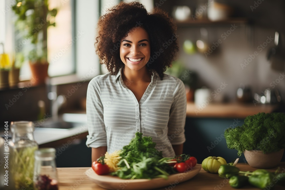 A African American American woman focuses on cooking cooking in the kitchen