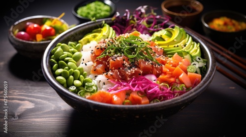 A bowl filled with lots of different types of food © Friedbert