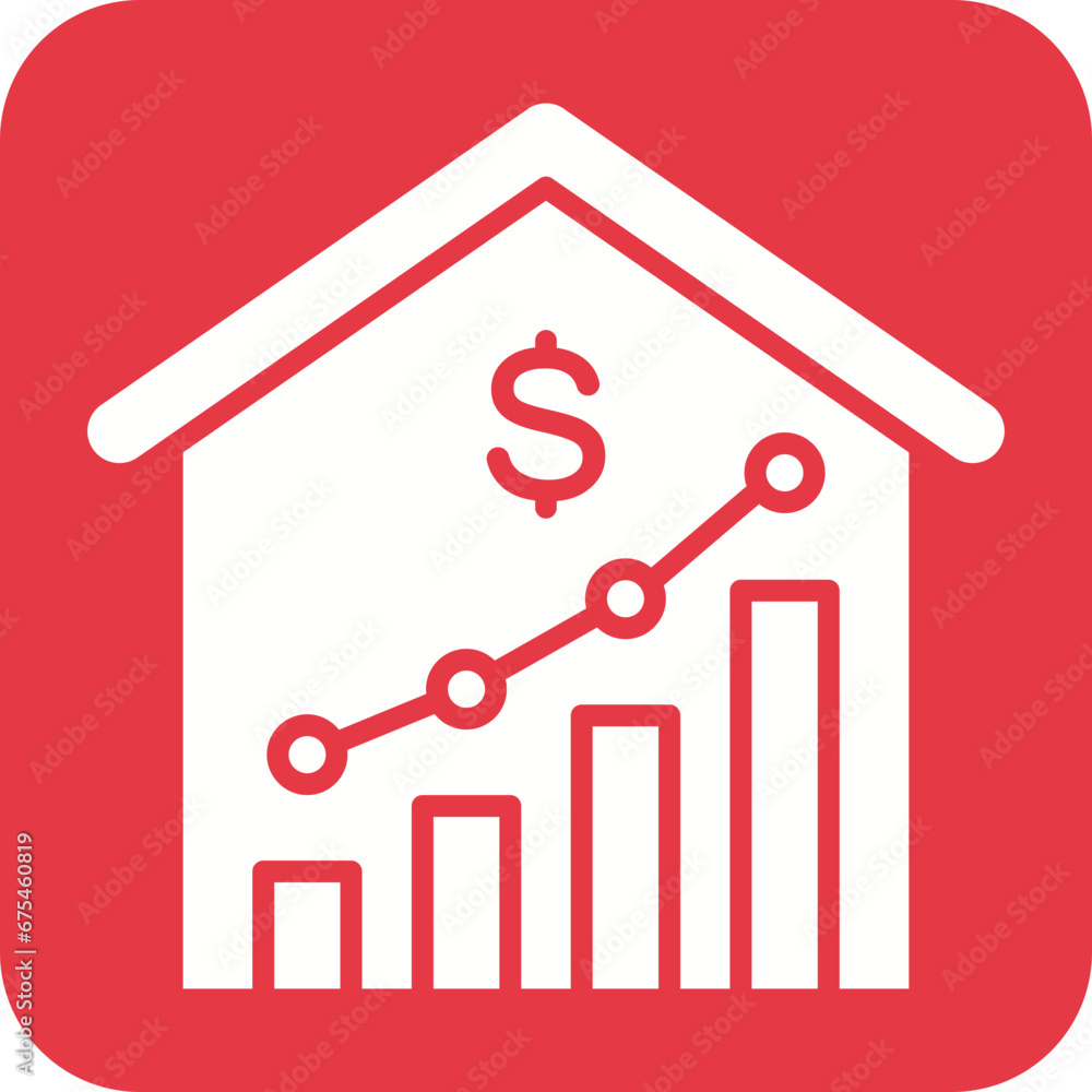 House Price Increase Line Color Icon House Price Increase Line Color Icon