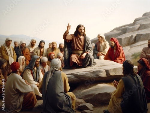 Jesus spreading his teaching to people