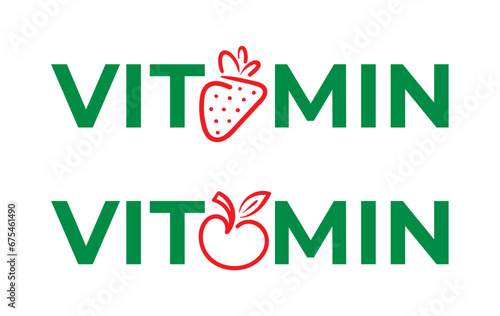 vitamin logo with apple and strawberry shapes