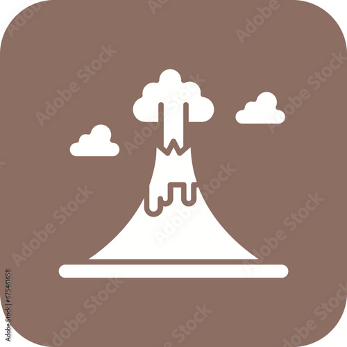 Volcano Landscape Line Color Icon
