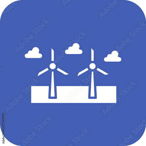 Windmill Landscape Line Color Icon