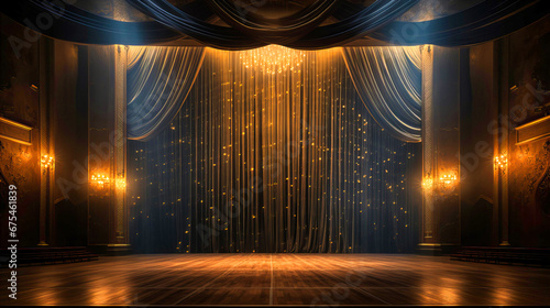 Whispering curtains of the school auditorium, guardians of dreams and dramatic revelations photo