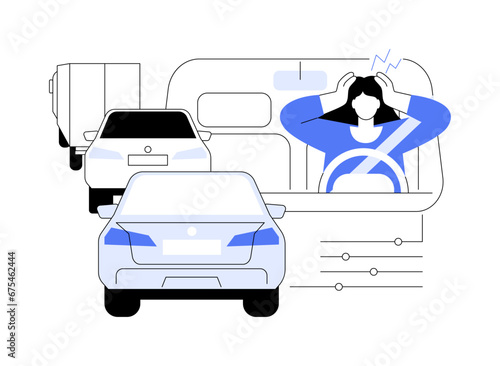 Traffic jam abstract concept vector illustration.