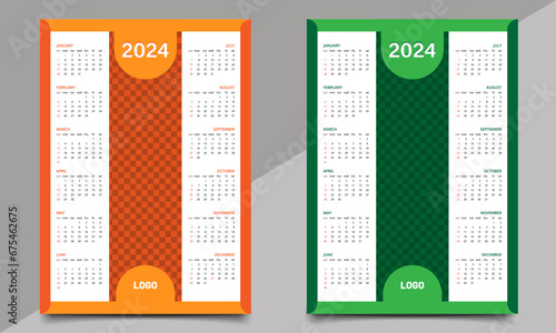 Creative calendar design. Wall or one-page calendar design template.