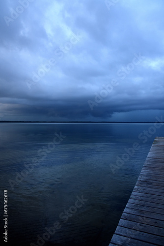 cloudy lake at dawn