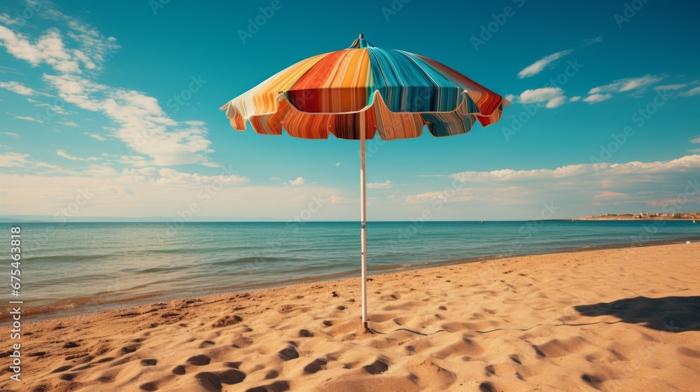 umbrella on the empty beach