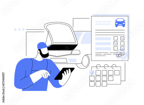 Annual vehicle inspection abstract concept vector illustration.