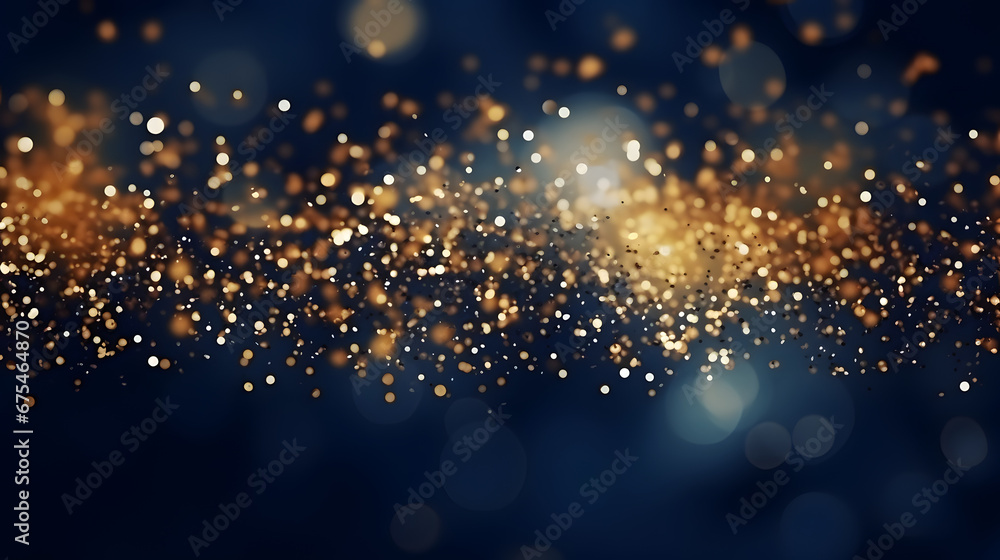 Golden bokeh light particles background. Defocused. - obrazy, fototapety, plakaty 