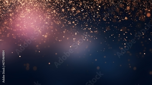 Golden bokeh light particles background. Defocused.