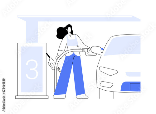 Self-service gas station abstract concept vector illustration.